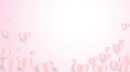 Vector Paper elements in shape of heart flying on pink background - 593591906