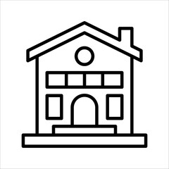 Office building flat vector icon isolated on white background.