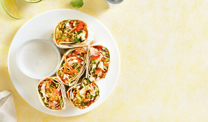 Tortilla wraps with chicken and vegetables