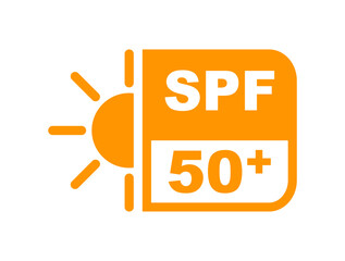 SPF 50 icon. UV protection. Sun protection for skin. UVA UVB protection. SPF icon for sunscreen or skin cosmetics packaging. Vector Illustration.