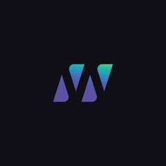 W logo made of triangles. Vector