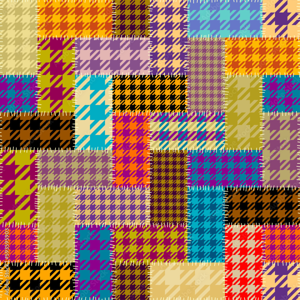 Poster Geometric abstract pattern. Textile patchwork plaid style. Seamless vector pattern.