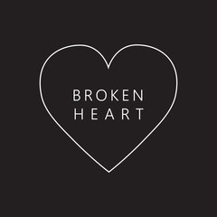 broken heart shape full black and white 