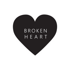 broken heart shape. love sign black and white