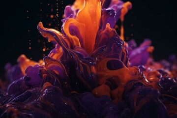 Orange and Purple Abstract Liquid Background. Generative AI