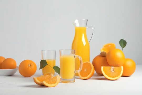Orange juice on white background. Generative AI