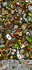 Casino cartoon doodle banner
