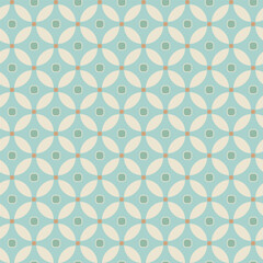 Fototapeta premium Abstract Retro Circles Leaves Geometric Decorative Vector Seamless Pattern Trendy Fashion Colors Minimalist Chic Texture