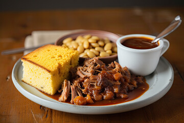 Fototapeta na wymiar Pork Perfection: Slow-cooked Pulled Pork at Its Best in North Carolina