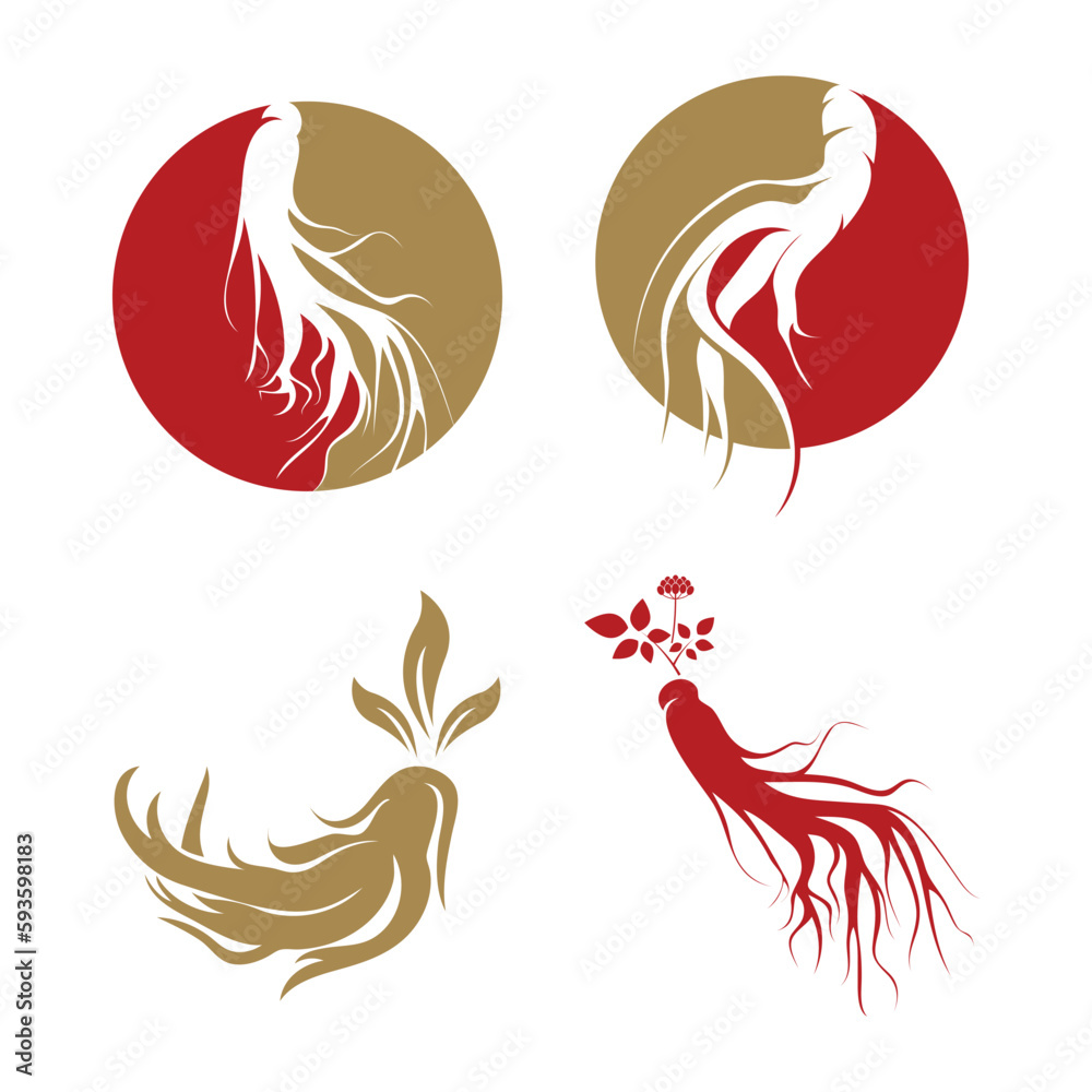 Sticker Ginseng logo design template and symbol icon