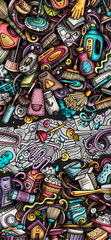 Fototapeta na wymiar Cleaning doodle banner. Cartoon vector detailed poster