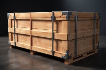 Shipping container. Large wooden box for transportation or delivery. Generative AI