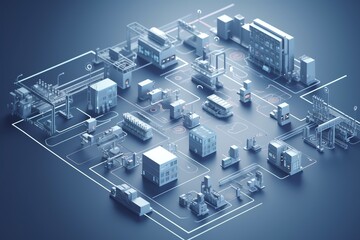 Industry 4.0 factory concept. Generative AI