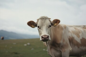 Fototapeta na wymiar Cow looking camera, generative ai