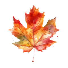 Watercolor Autumn leaf. generative ai
