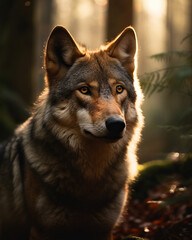 Ein Wolf im dichten Wald im Schwarzwald - generative ai