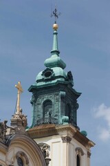 Fototapeta na wymiar Tower of the Holy Cross Church in Warsaw, Poland