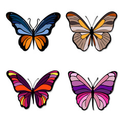 Obraz na płótnie Canvas Collection of multicolored butterflies. Vector illustration.