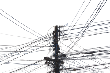 Electric pylon isolated on white background..