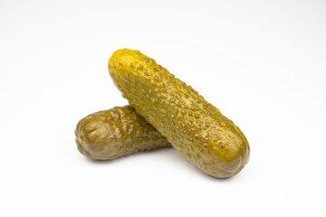 Marinated cucumbers in isolation on a white background.