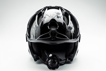 cycle helmet isolated on black created with Generative AI technology