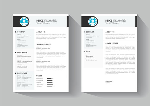 Professional Modern Clean Resume and Letter Cover layout Template