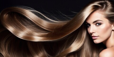 Fototapeta premium Beautiful blonde woman with long hair, generative ai image, beauty, fashion