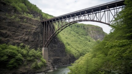 A bridge spanning a gorge. Generative AI