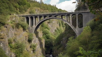 Fototapeta na wymiar A bridge spanning a gorge. Generative AI