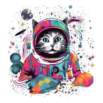 Cute and Colorful Cat Vector illustration, Generative AI