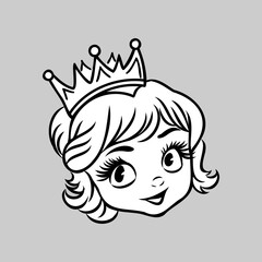 Cute little princess, Hand drawn art. Colorful art for coloring book, fashion, games, cards, diary, notebook, cover. Vector illustration.