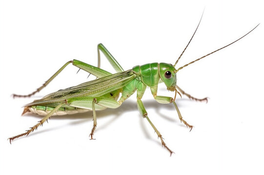 Close-up of a Green Cricket Isolated on White Background, Generative AI