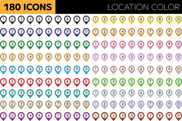 Set of location pin icons. Map pointers. Map markers.GPS location symbol collection. Flat style - stock vector.Flat Map pin icons to mark location