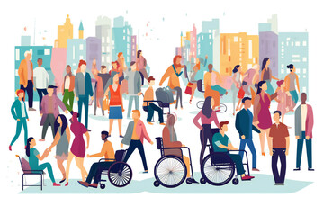 The diversity of people. Wheelchair, disabled, equality, illustration - created using Generative AI