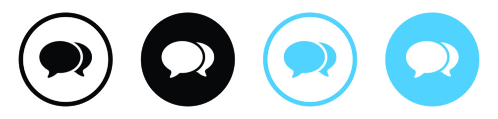 Chat message icon set. Two chat speech bubble icon. Communication icons - Conversation, chatting, talk message Bubble chat dialog box icon. Vector illustration