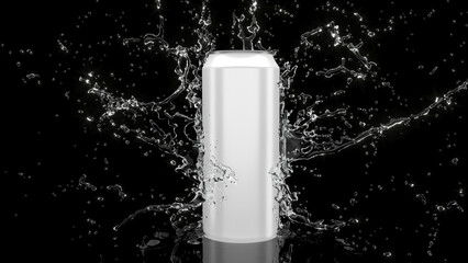 water splashing bottle on black background