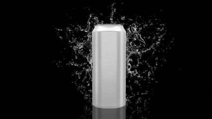 water splashing bottle on black background. 3D Rendering