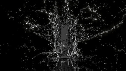 water splash on black background. 3D rendering
