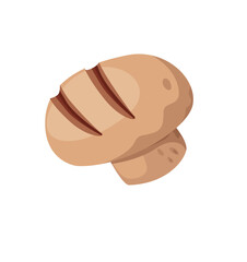 Concept Grill barbecue vegetable. This vector illustration depicts a flat, cartoon-style piece of mushroom, designed as part of a barbecue vegetable concept. Vector illustration.