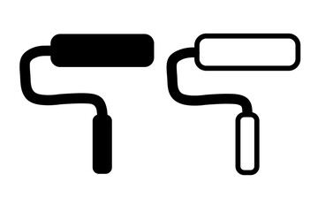 roller brush, simple set vector icon, silhouette and outline