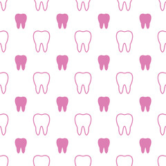 pink teeth in white background. teeth seamless pattern. used for textile, fashion, sticker.