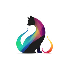 Abstract Colorful Cat Silhouette Vector illustration, Generative AI