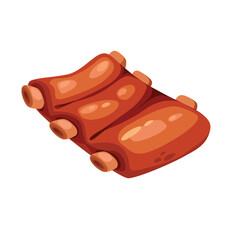 Concept Grill barbecue meat ribs. The illustration features a delicious barbecue spread on a white background. Vector illustration.