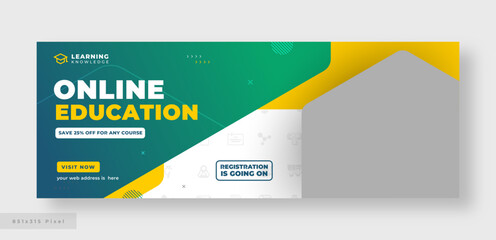 Online education social media facebook cover or web banner