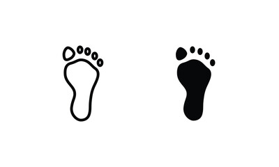 Naklejka na ściany i meble Foot print icon. Bare foot print Black on white feet icon vector , stock vector illustration flat design style