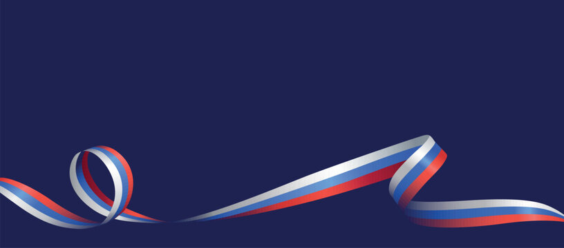 National Russian flag ribbon on blue background. Patriotic Symbolic background. Vector illustration