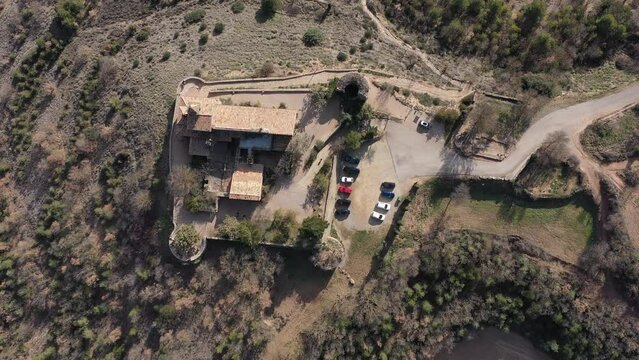 Aerial view of Castellvell medieval castle in Solsona. Catalonia