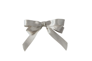 Silver satin silk ribbon tied bow isolated transparent png