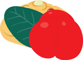 Barbados dessert icon isometric vector. Fresh barbados cherry and fruit cookie. Dessert, breakfast, food concept