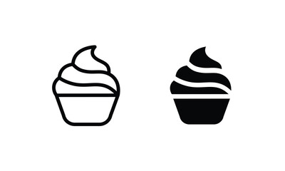 cream cupcake muffin icon illustration confectionery icon button, vector, sign, symbol, logo, illustration, editable stroke, flat design style isolated on white Sweet food